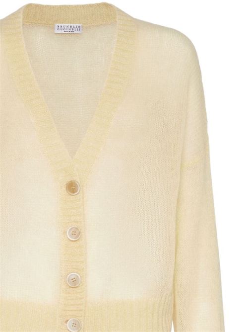 Pastel yellow mohair cardigan Brunello Cucinelli | M2I776806C9595